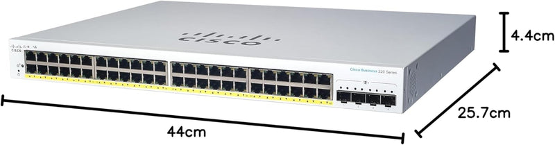 Cisco Business CBS220-48T-4G Smart Switch | 48 GE-Ports | 4x1G SFP | 3 Jahre eingeschränkte Hardware