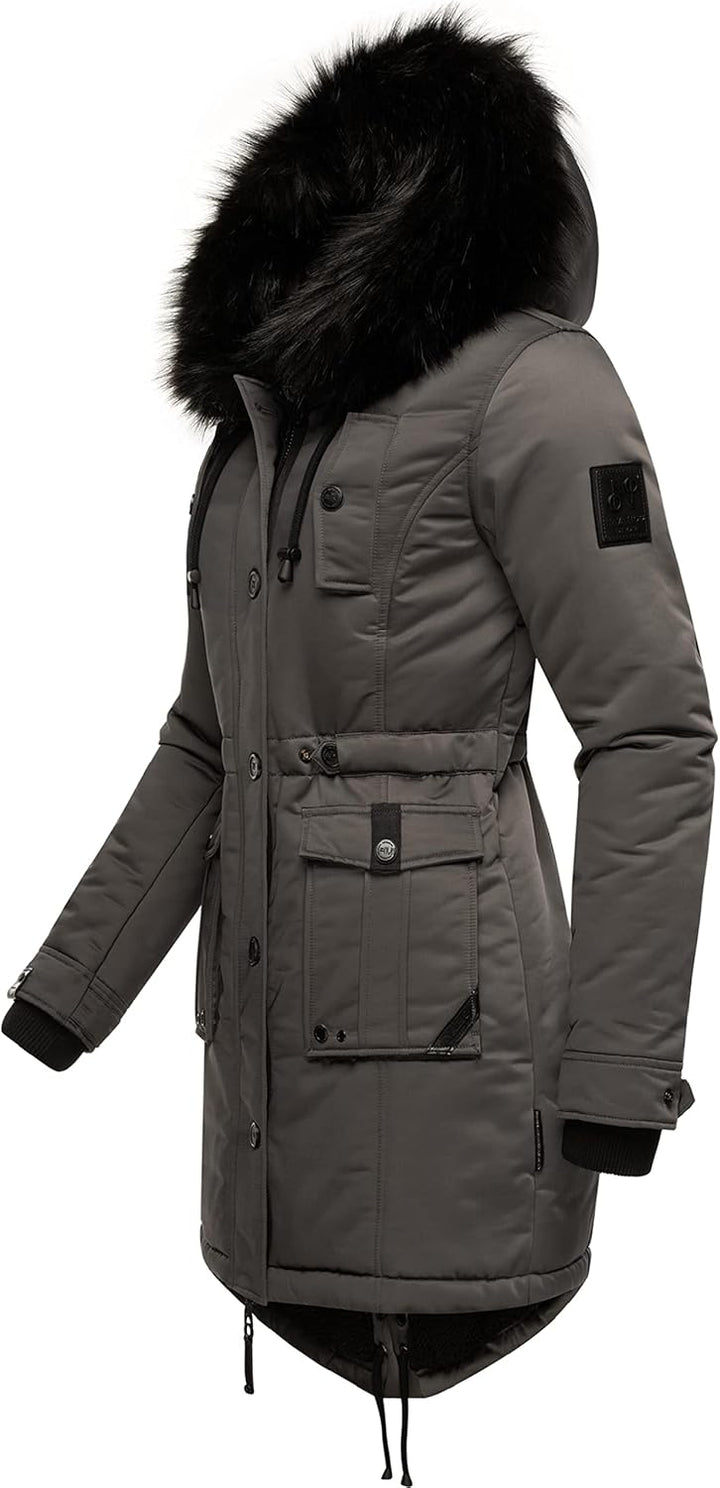 Navahoo Damen Warmer Winterparka mit Kapuze Luluna Prc XS-XXL XS Grau, XS Grau