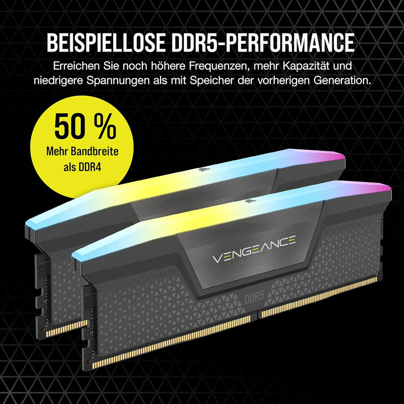 CORSAIR Vengeance RGB DDR5 RAM 64GB (2x32GB) 6000MHz CL30 AMD Expo iCUE Kompatibel Computer Speicher