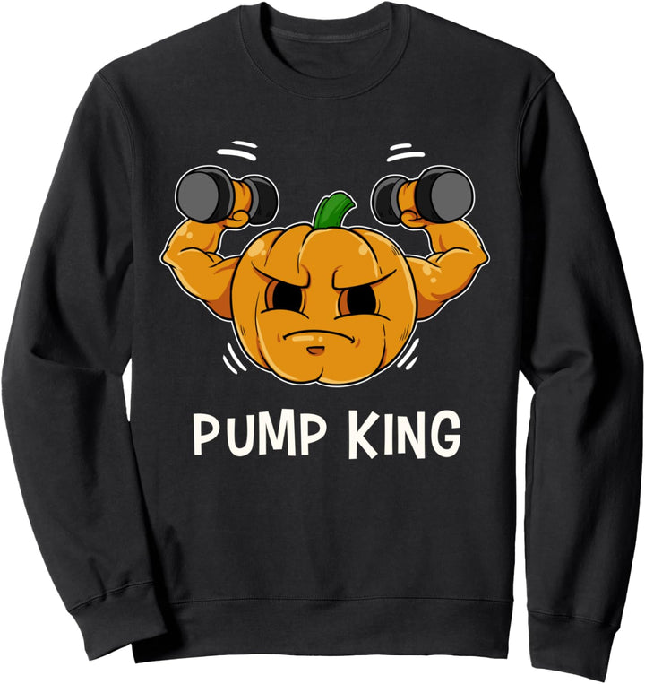 Lustiges Pump King Kürbis Halloween Fitness Muskel Training Sweatshirt