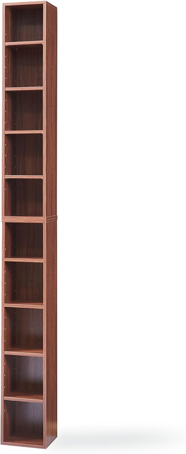 [en.casa] CD Regal Tynset DVD Regal mit 10 Ablagefächern CD Aufbewahrung 187 x 20 x 17 cm Standregal