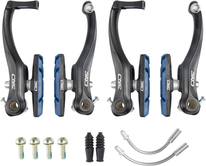 CNC Fahrrad V Bremse,Fahrrad V-Brake,Aluminium Fahrrad Bremsen Set 2 Paare/Schwarz/Blau-Bar-70mm, 2