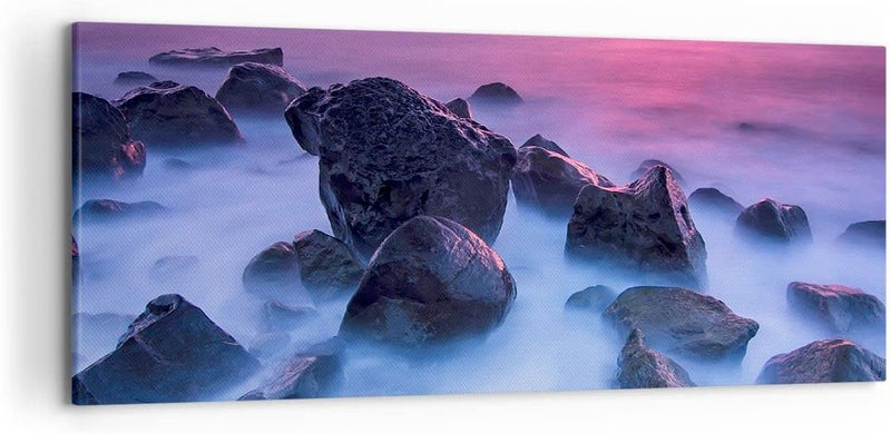 Wandbilder Dekoration Wohnzimmer Strand ufer wolken dämmerung Panorama Bilder auf Leinwand 120x50cm