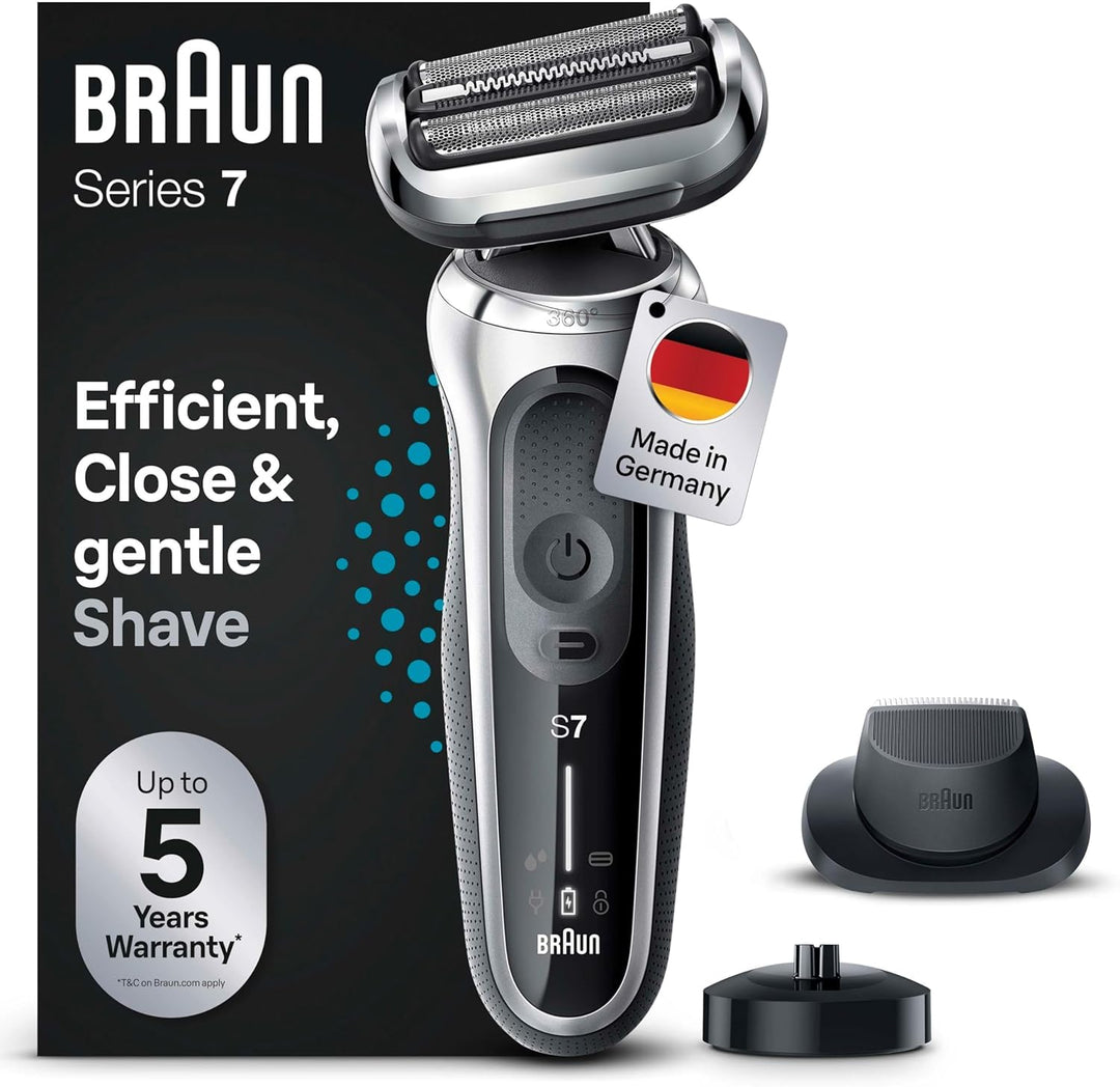 Braun Series 7 Rasierer Herren mit EasyClick Aufsatz, Elektrorasierer & Präzisionstrimmer, 360° Flex