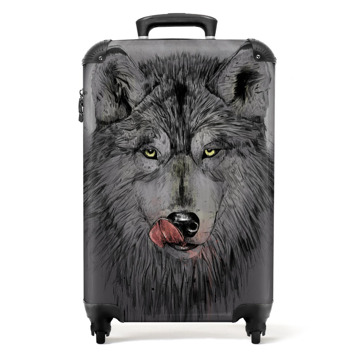 NoBoringSuitcases.com® Koffer Handgepäck Trolley Rollkoffer Kleine Reisekoffer mit 4 Rollen - Wolf -
