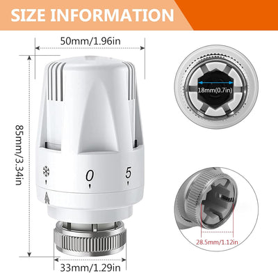 Thermostatkopf, 6 Stück Thermostat Heizung für Thread M30 x 1.5, Heizkörperthermostat, Thermostatkop