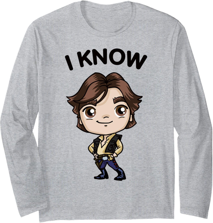 Star Wars Han Solo I Know Cute Cartoon Quote Langarmshirt