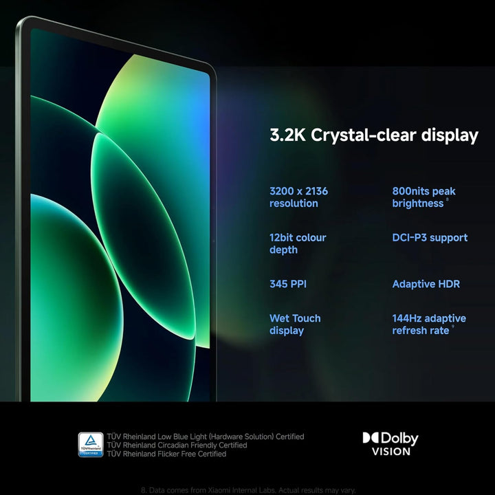 XIAOMI Pad 8 8 GB/128 GB, WiFi 7, 11,2" 3,2K Tablet, Dolby Atmos Sound, Snapdragon 870 Prozessor, 92