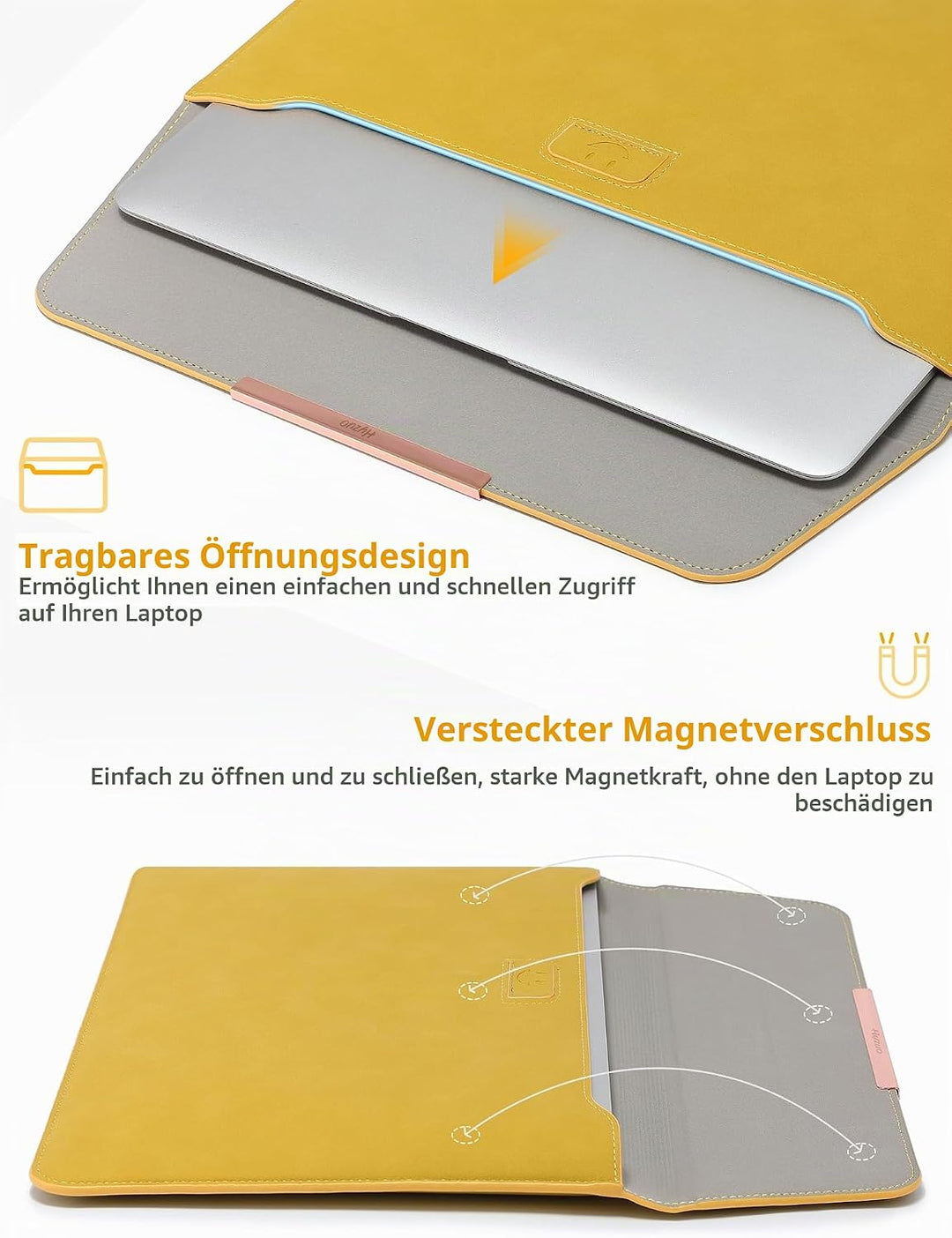 HYZUO 13 Zoll Laptop Hülle Tasche mit Ständer für MacBook Air 13 M5 A3449 M4 M3 M2 M1 2026-2018, Mac