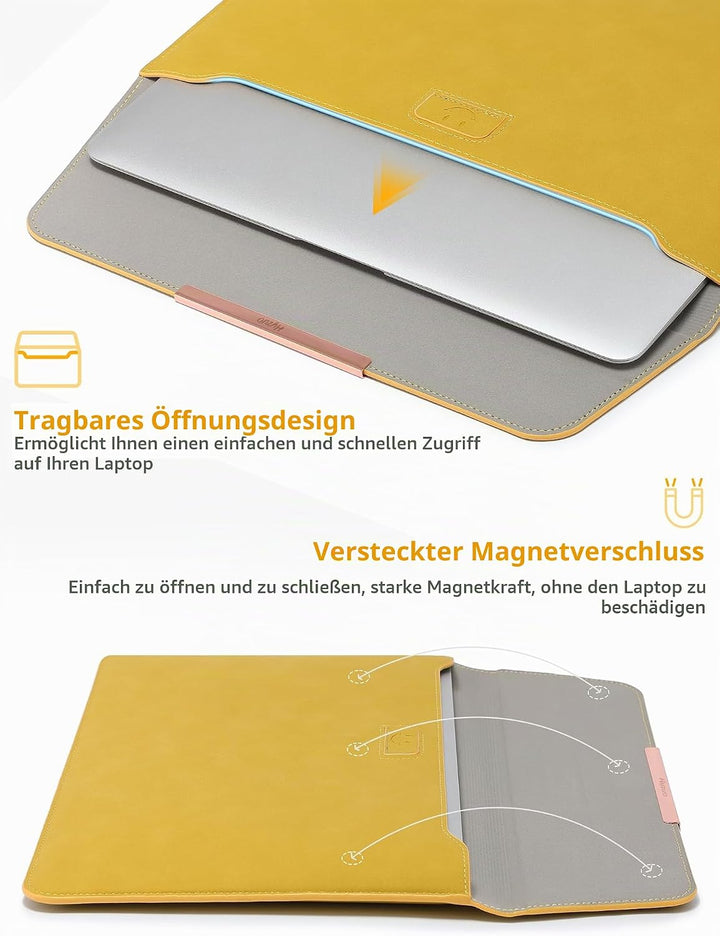 HYZUO 13 Zoll Laptop Hülle Tasche mit Ständer für MacBook Air 13 M5 A3449 M4 M3 M2 M1 2026-2018, Mac