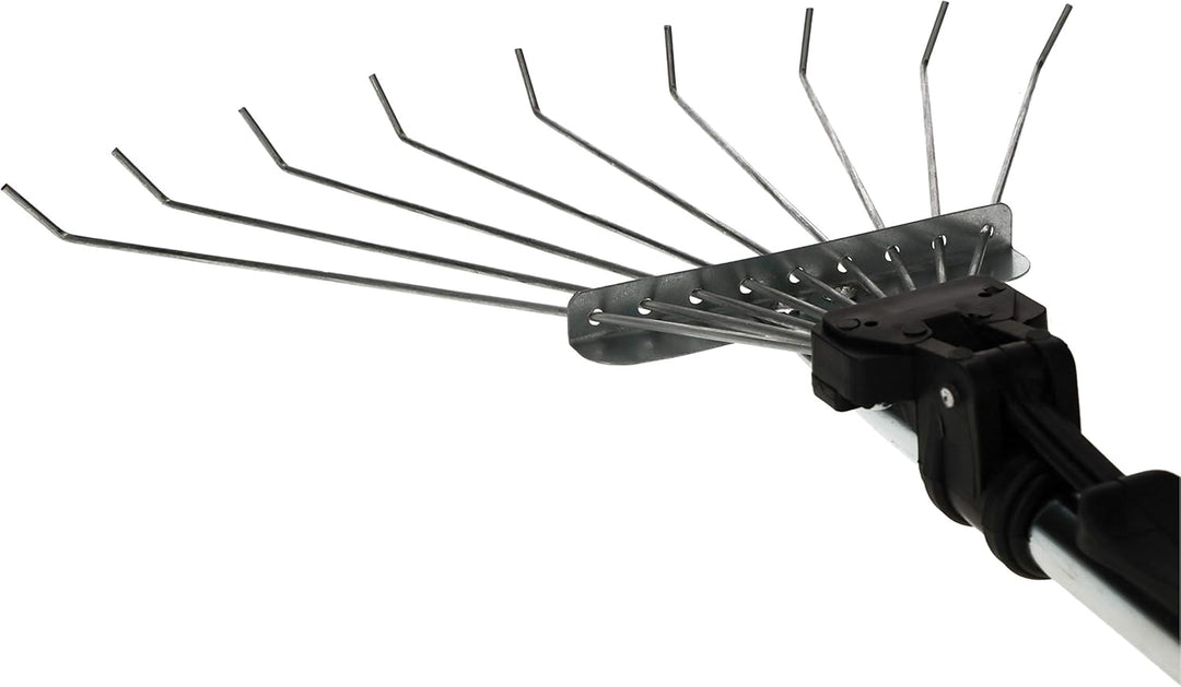 KOTARBAU® Robuster Fächerbesen 32 cm aus Metall Verstellbar 60 - 245 mm Minirechen mit 9 Zinken Laub