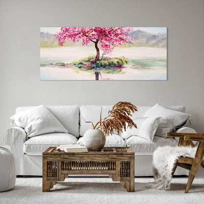 Wandbilder Dekoration Wohnzimmer Baum Abstraktion Panorama Bilder auf Leinwand 120x50cm Leinwandbild