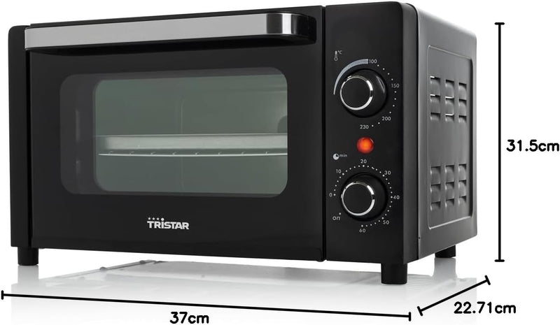 Tristar OV-3615 Mini-Ofen, zum Grillen, Backen und Toasten, 60 Minuten-Timer, Kapazität 10 Liter, 80