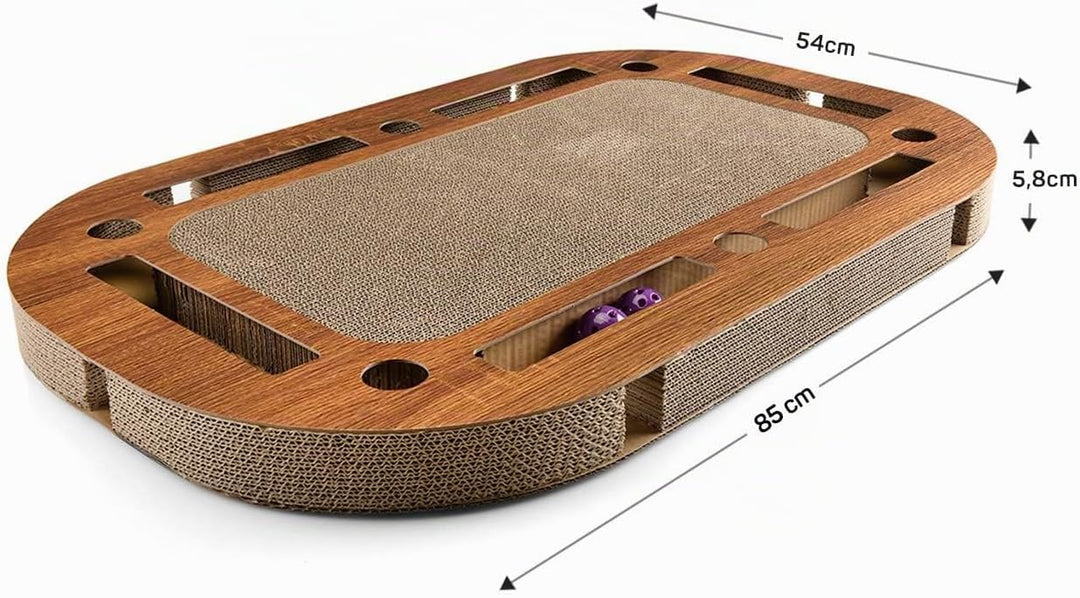 CanadianCat Company | XXL Katzenspielplatz 85 x 54 x 5,8 cm mit integrierter Kratzpappe, interaktive