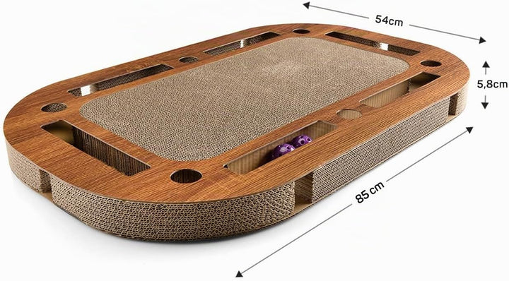 CanadianCat Company | XXL Katzenspielplatz 85 x 54 x 5,8 cm mit integrierter Kratzpappe, interaktive