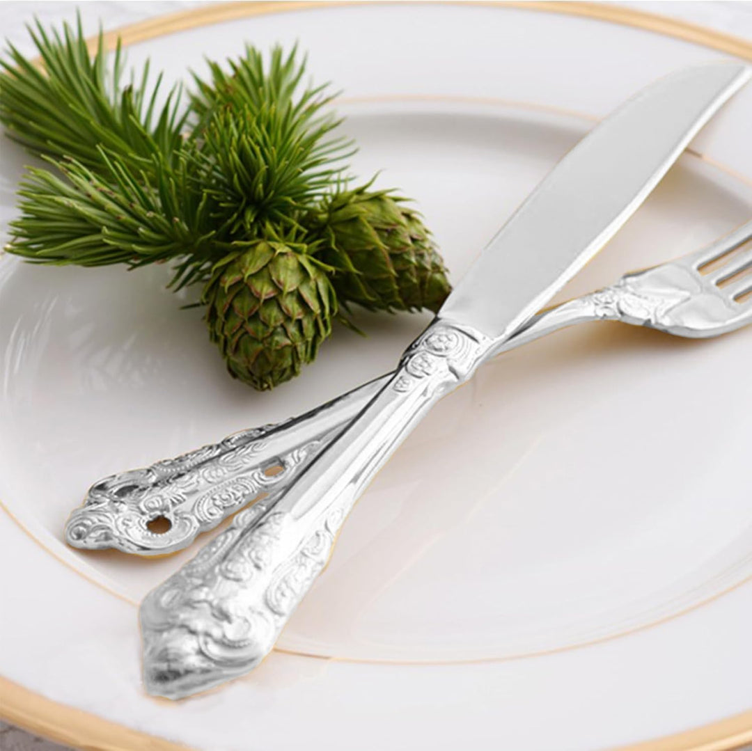 Prächtiges Barock Silber 18/10 Edelstahl Besteck-Set mit 20 Teilen, rostfreies Edelstahl Besteck ink