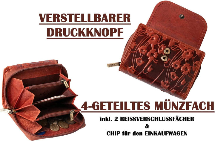MATADOR® Echt Leder Geldbörse Damen Portemonnaie für Frauen TüV geprüfter RFID & NFCSchutz Geldtasch