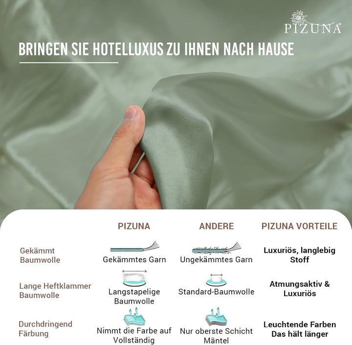 Pizuna 400 Fadenzahl aus Baumwolle Bettwäsche Staubiger Meeresschaum, 100% Langstaple Baumwolle Bett