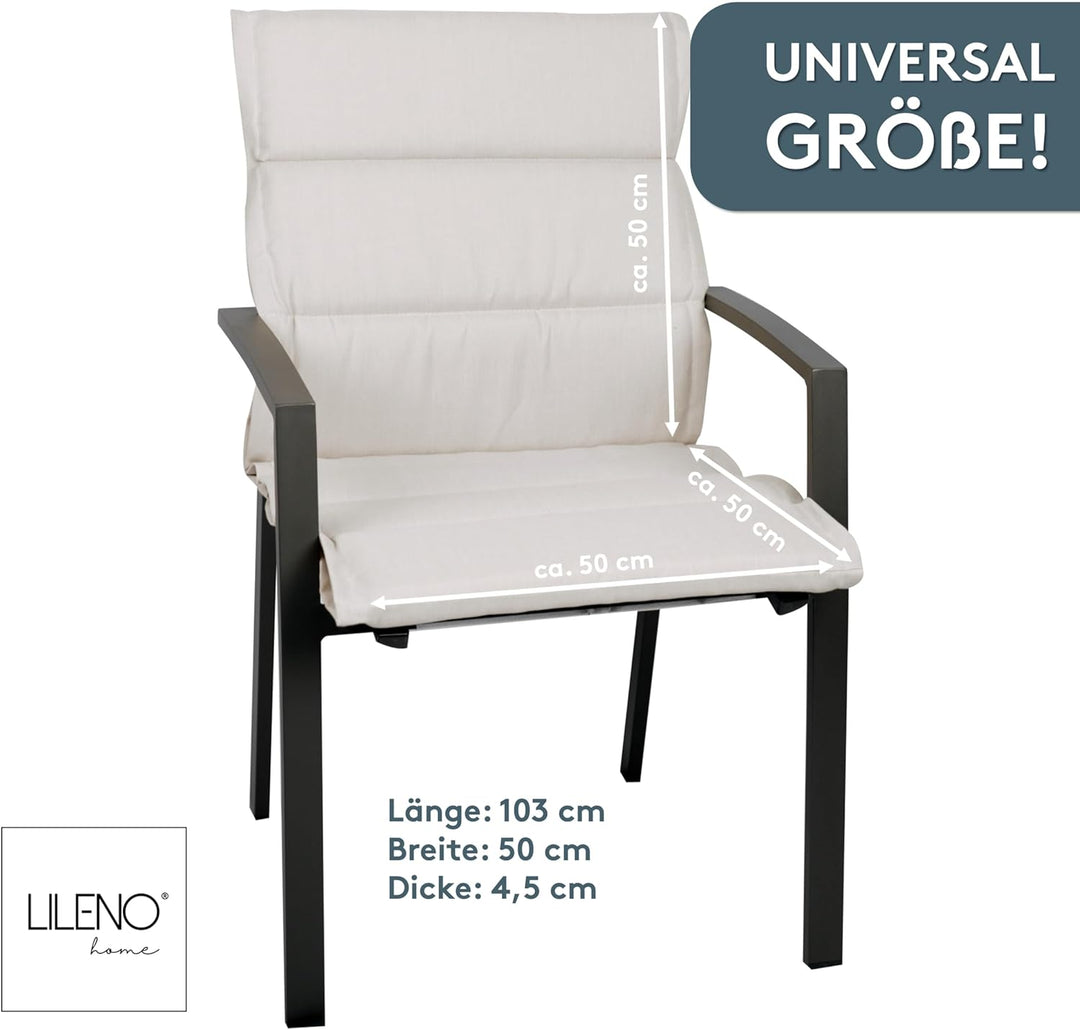 LILENO HOME Gartenstuhl Auflagen als [2er Set - Niedriglehner] in Natur - Bequeme Liegen als Sitzauf