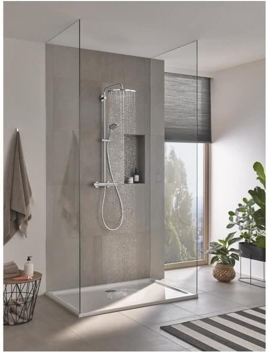 GROHE Vitalio Joy 310 - Duschsystem mit Thermostatbatterie (wassersparend, Wandmontage, 3 Strahlarte