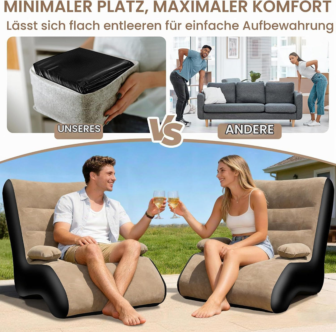 KingSom Aufblasbares Sofa, Aufblasbare Couch mit Armlehne, Camping Sofa Aufblasbares Luftsofa, Wasse