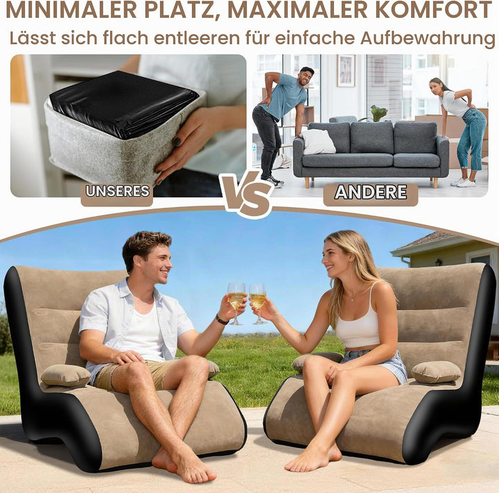 KingSom Aufblasbares Sofa, Aufblasbare Couch mit Armlehne, Camping Sofa Aufblasbares Luftsofa, Wasse