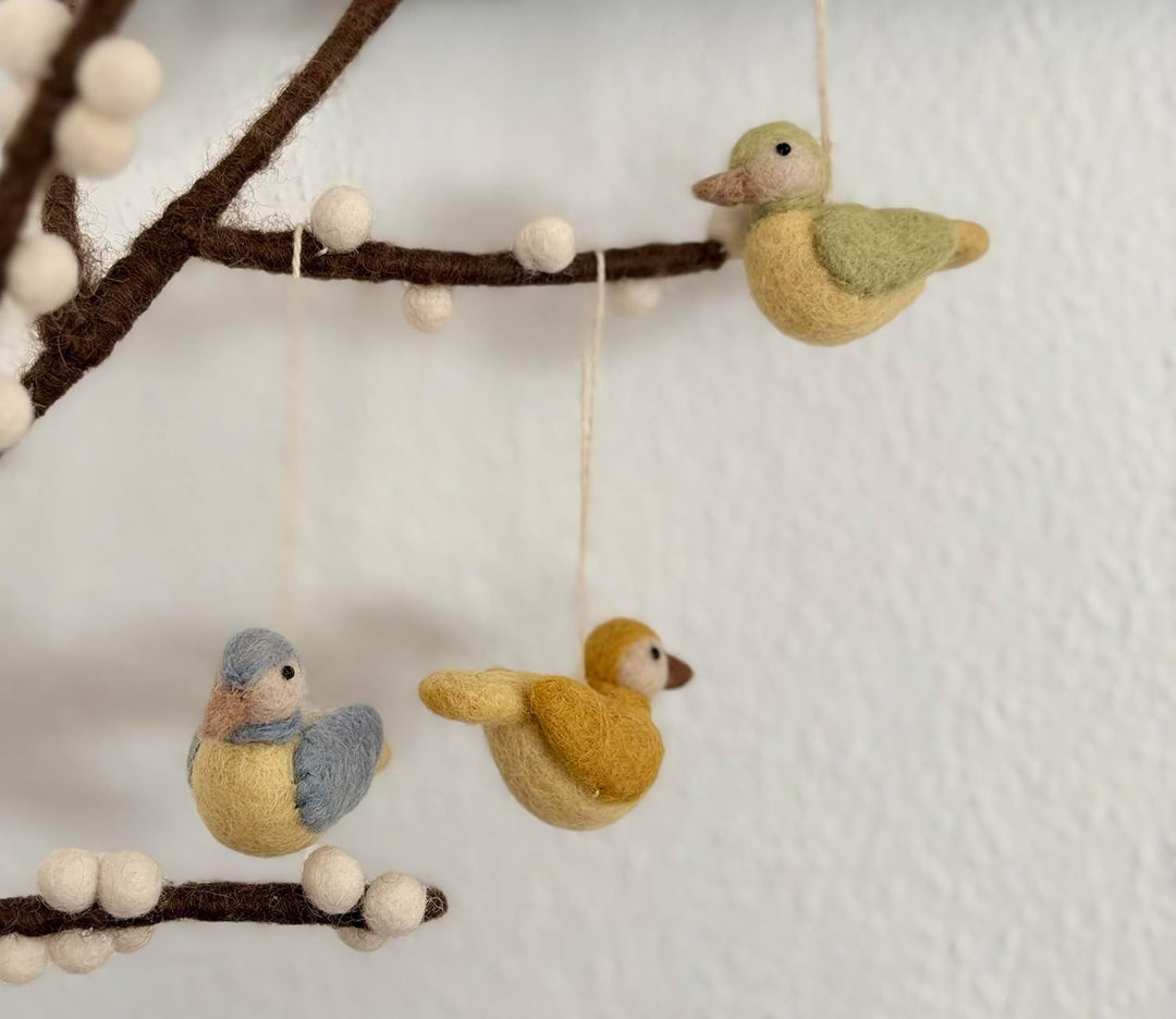 Én Gry &amp; Sif kleine Vögel - Anhänger aus Filz - Frühlings-Deko (3 Stück) (gelbe Spatzen), Gelbe Spat