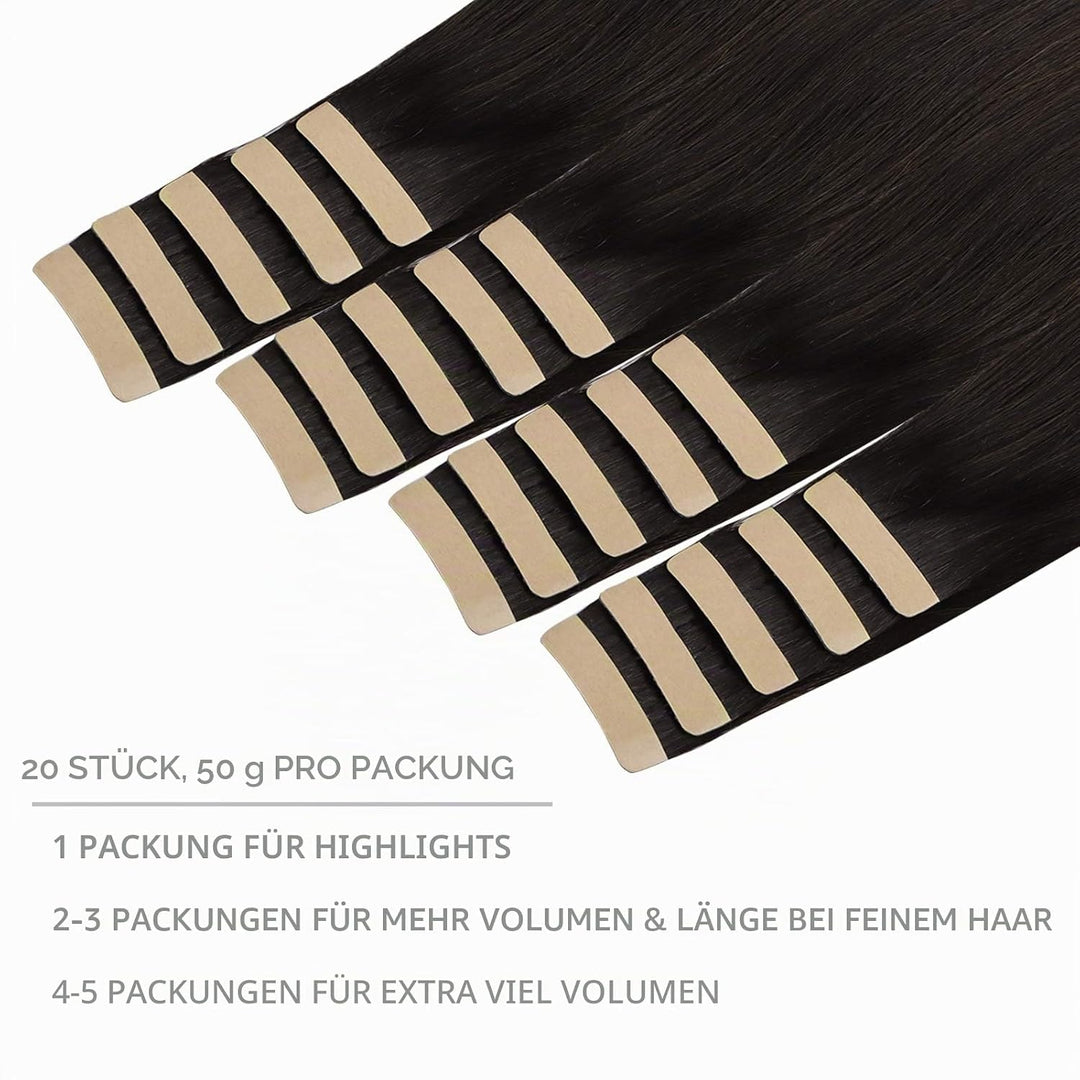 WENNALIFE Tape Extensions Echthaar, 20pcs 40g 30cm 12 Zoll Dunkel Braun Remy Invisible Tape Extensio