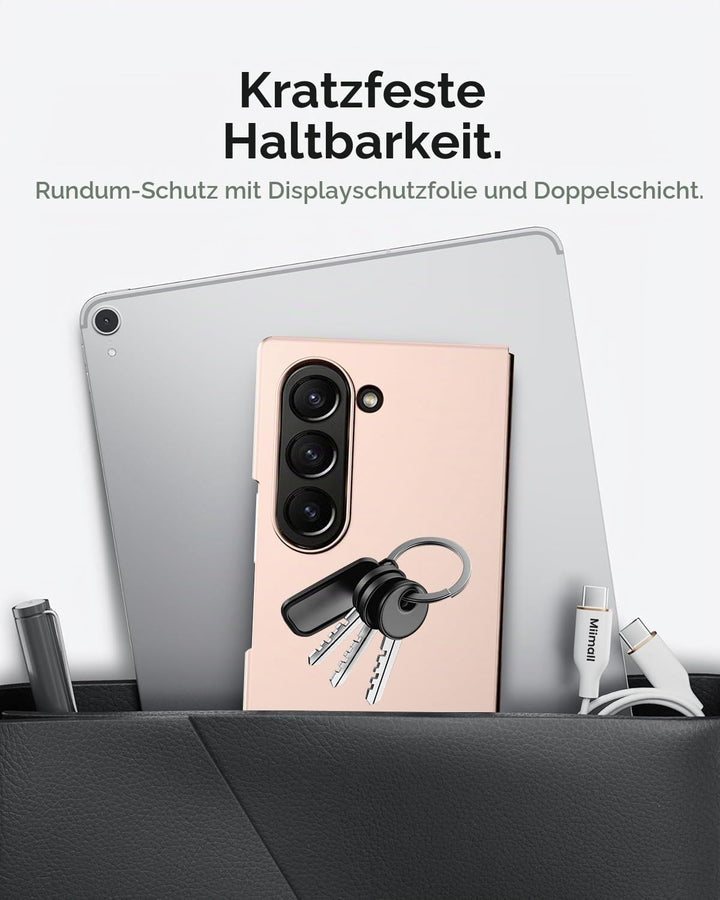 Miimall Handy Hülle für Samsung Z Fold 7 Slim Case mit Schutzglas, Induktives Laden Kompatibel, Mili