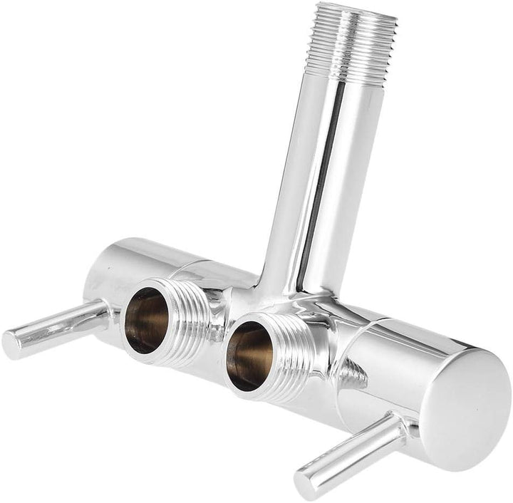 Verchromte Wandmontage, Winkelventil, Doppelauslassventiladapter, verstellbarer Durchfluss, Messing,