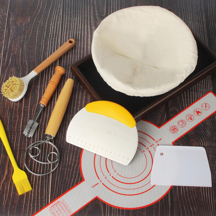 10 Stück Gärkorb Brot Set, 23 cm Gärkorb Rund,Gärkörbchen zum Brotbacken,Handgeflochtener Fermentier