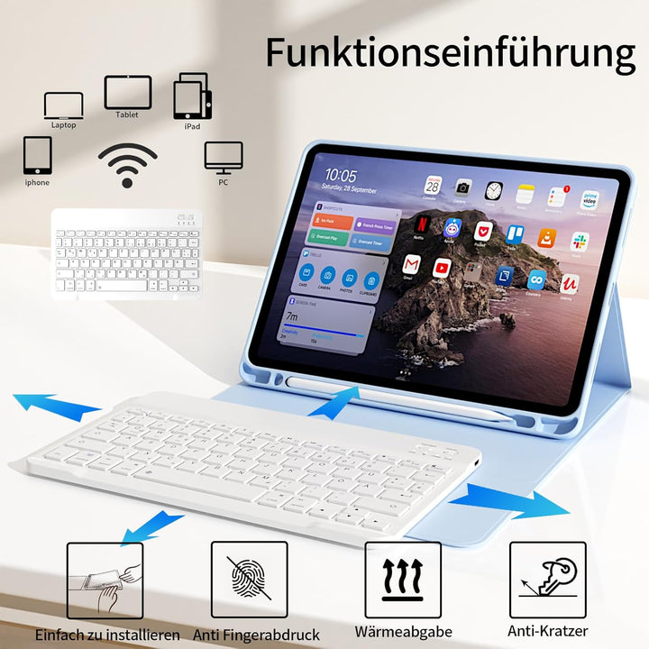 GKABXY Hülle mit Tastatur für iPad Pro 11 4. / 3. / 2. Generation 2022/2021/2020 mit stifthalter, Ma