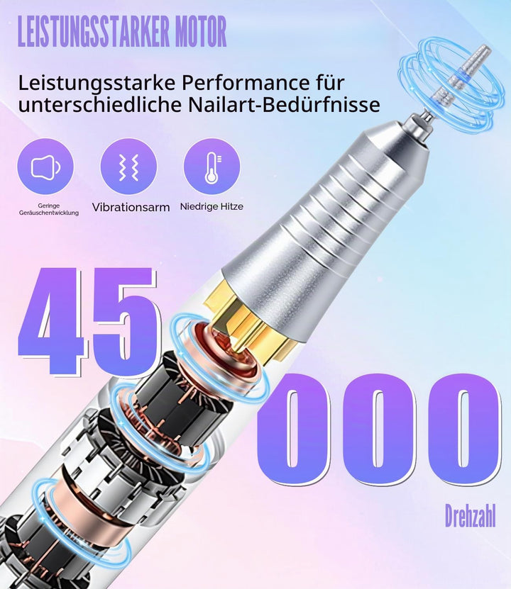 Elektrisch Nagelfräser Professionelle, 45000RPM Fräser für Gelnägel, Tragbare Elektrische Nagelfeile