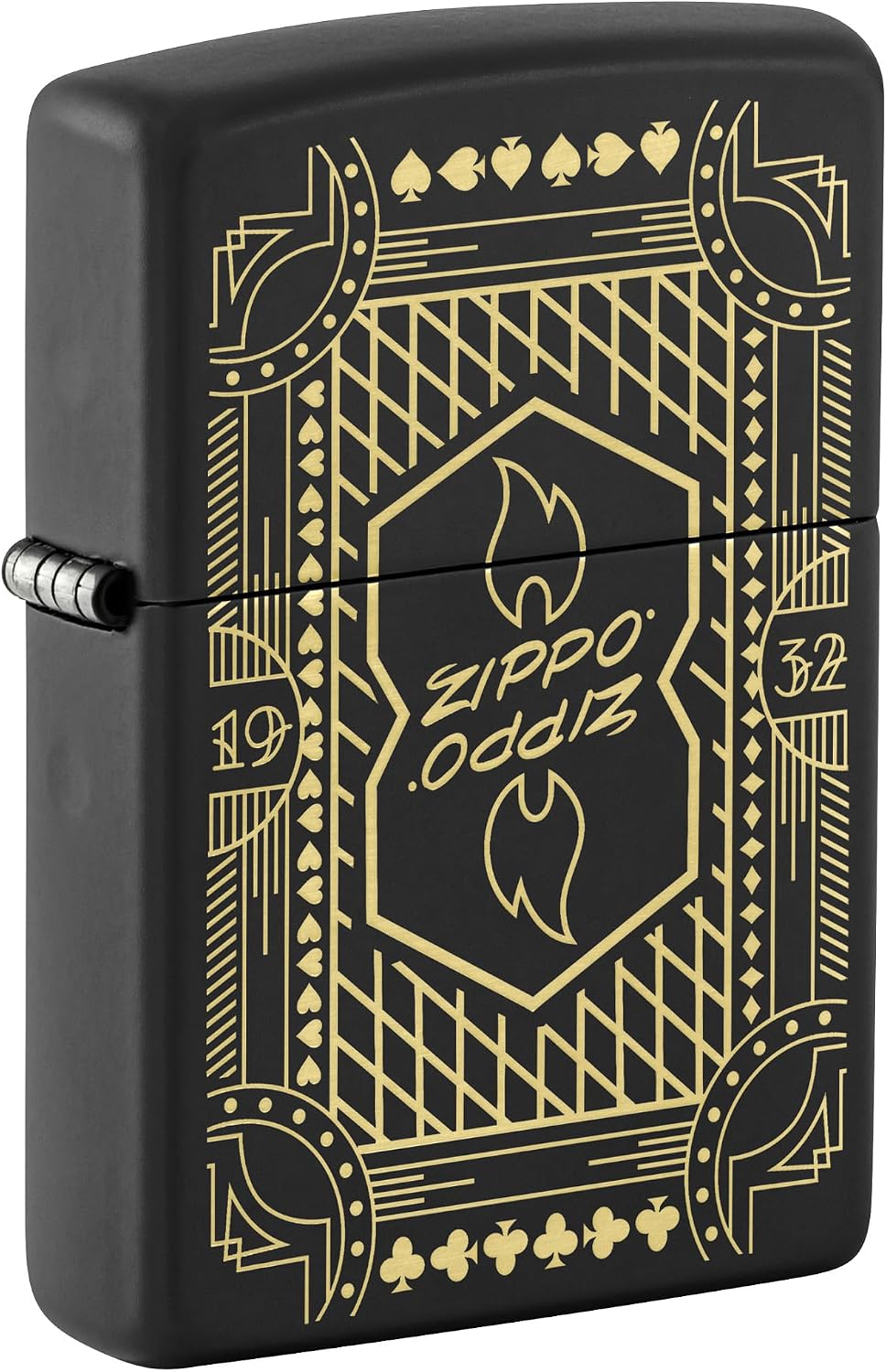 Zippo Sturmfeuerzeug - Kartensymbole - Schwarz - Black Matte - Laser Engrave - Nachfüllbar - Wiederv