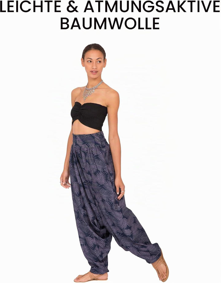 likemary Jumpsuit Damen Sommer – vielseitig tragbarer Einteiler aus Baumwolle – Haremshose mit flies