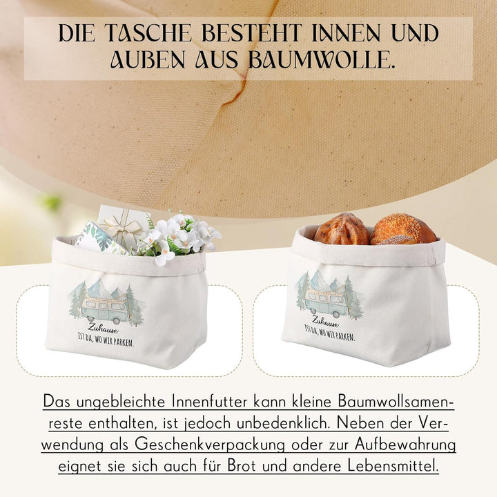 Sinmoe Camping Geschenke Zuhause ist da, wo wir parken Brotkorb aus Stoff Geschenk für Camper Wohnmo