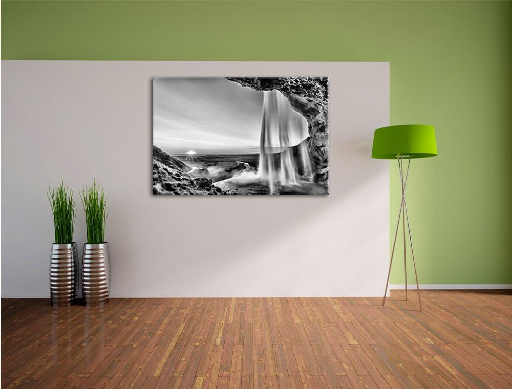 Pixxprint Grossartiger Wasserfall / 100x70cm Leinwandbild bespannt auf Holzrahmen/Wandbild Kunstdruc