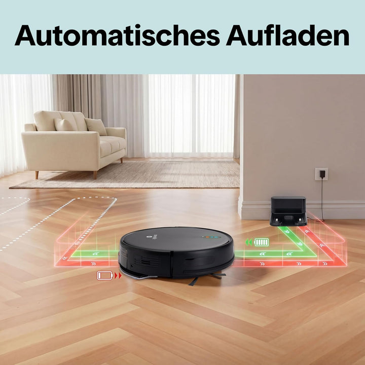 SereneLife Saug Wischroboter mit Selbstreinigung, 3000pa- Saugwischer Roboter, Saugroboter mit APP S