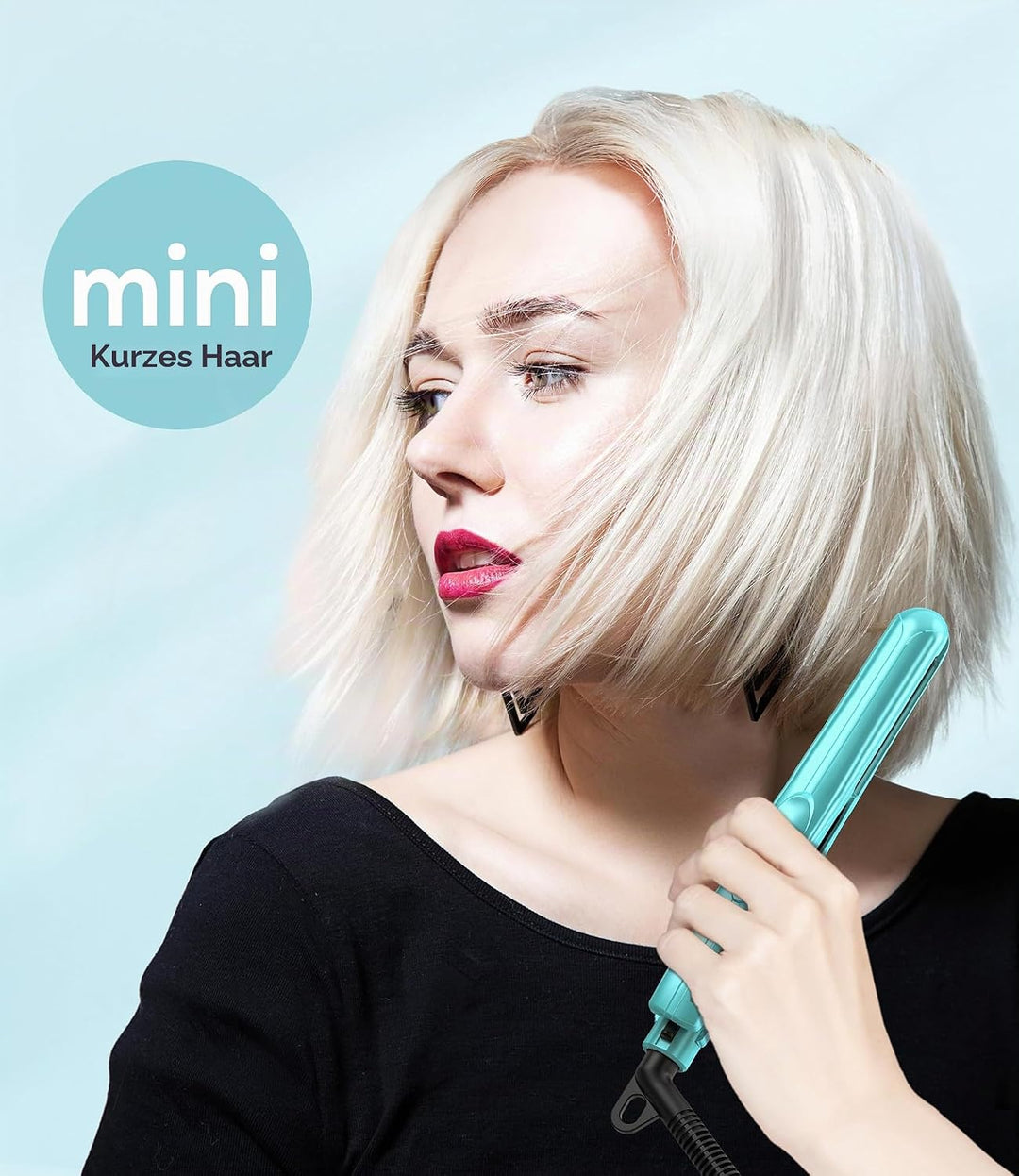 Terviiix Mini-Haarglätter, Keramik-Mini-Glätteisen für kurzes Haar/Locken, Pony, leicht und tragbar,