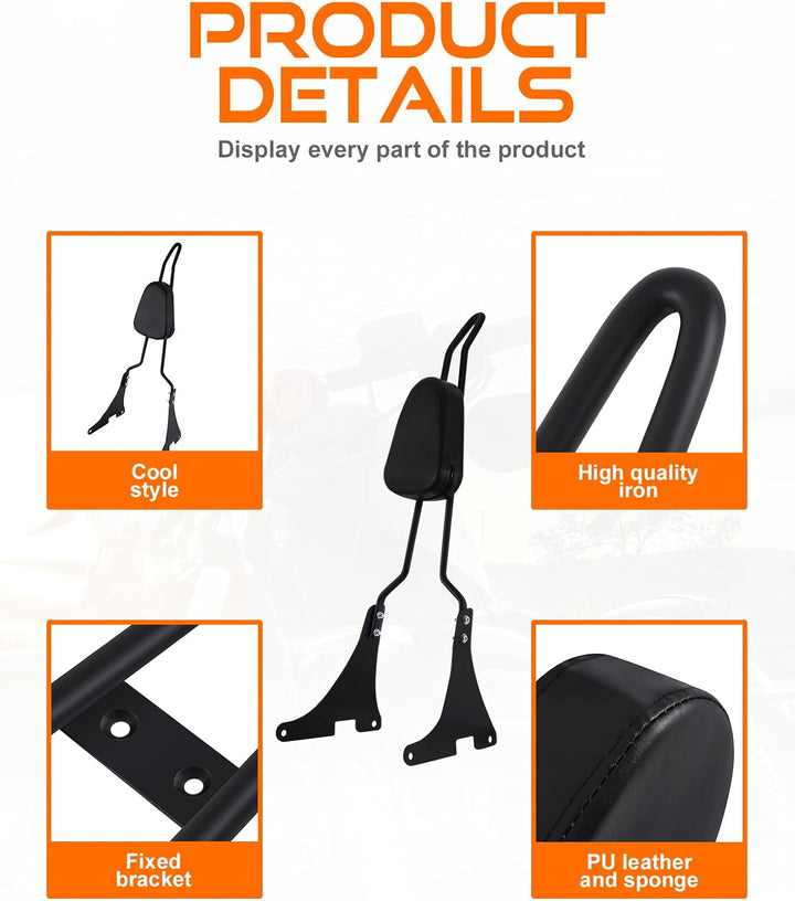 Samger Sissy Bar Hinten Abnehmbare Rückenlehne für Harley Sportster XLH883 XL883R XL883C XLH1200