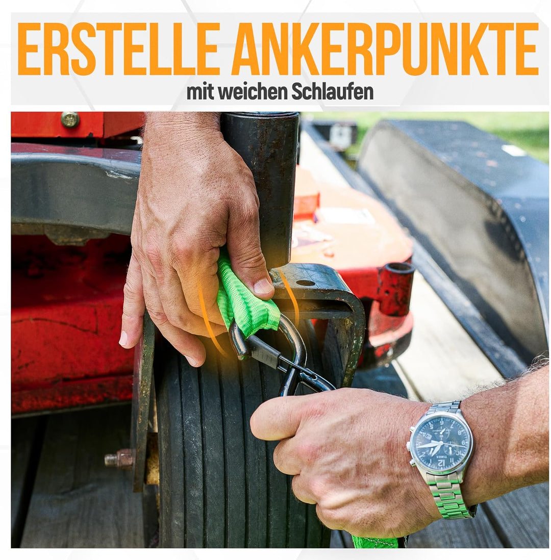 FORTEM Spanngurte mit Ratsche und Haken -Robustes 4er Spanngurt Set mit Zurrschlaufe–3,04m (2363 kg
