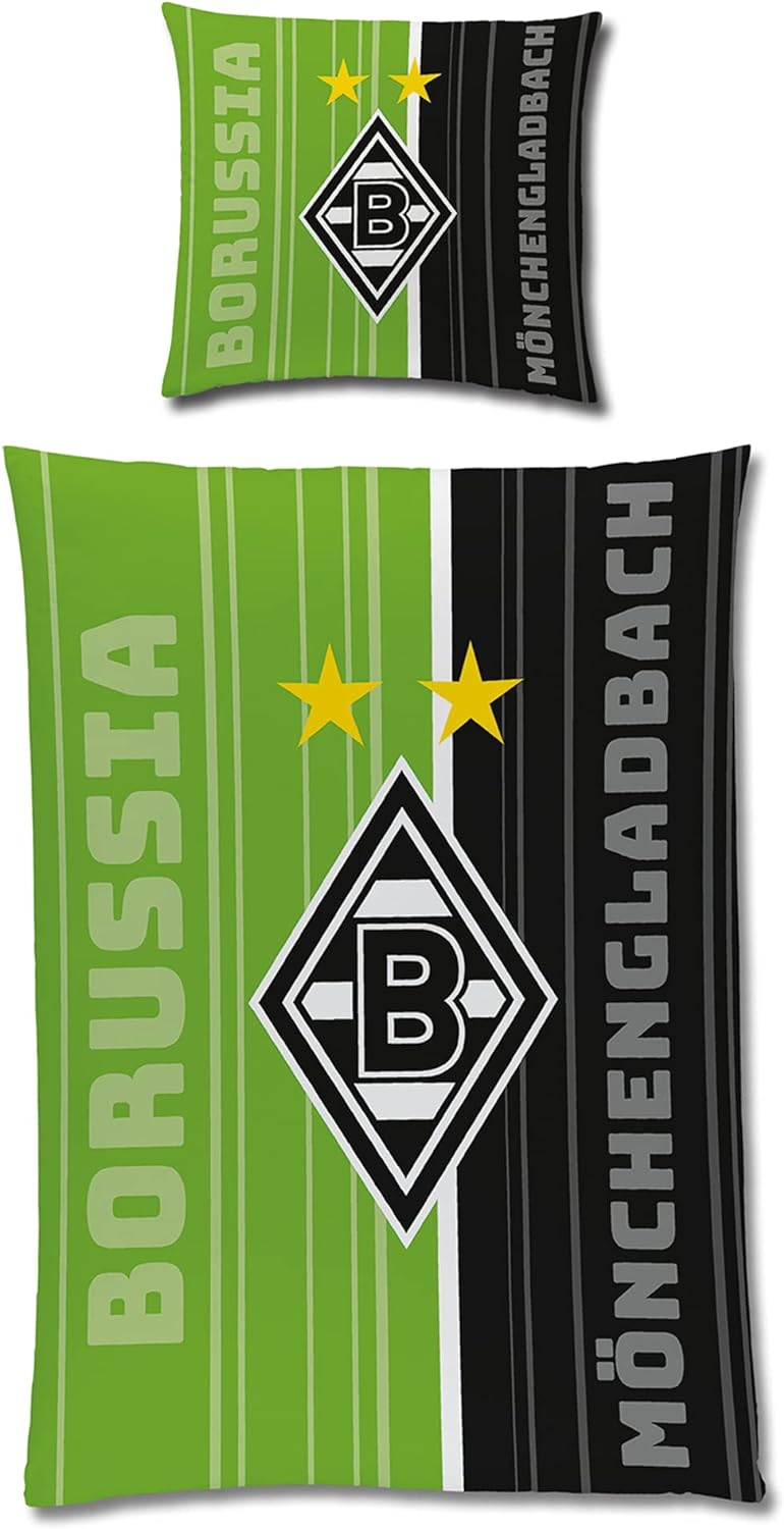 BERONAGE Borussia Mönchengladbach Wende-Bettwäsche Fohlen-Elf 135x200+80x80 Linon VFL RV