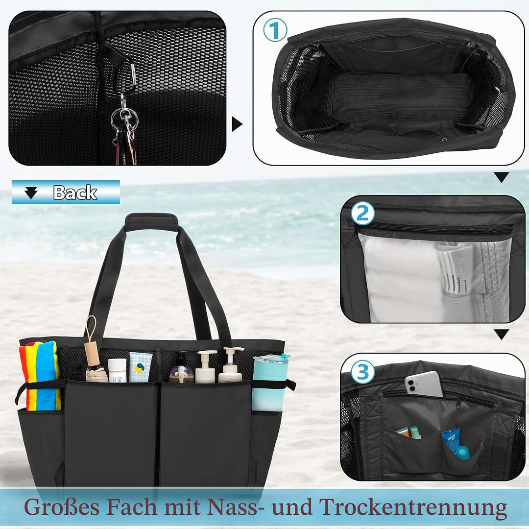 Fasrom Extra Grosse Netz Strandtasche, Übergrosse Strandtasche für Strandausflug (Patent Angemeldet)