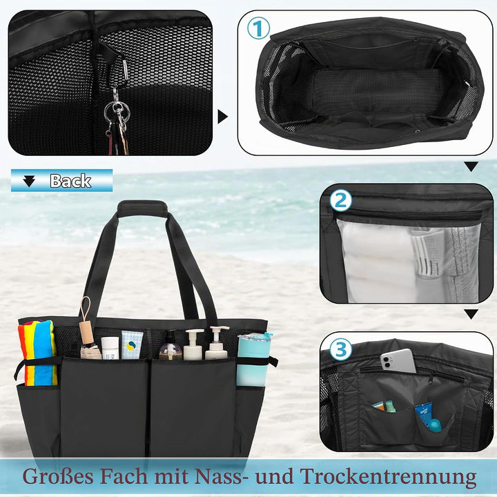 Fasrom Extra Grosse Netz Strandtasche, Übergrosse Strandtasche für Strandausflug (Patent Angemeldet)