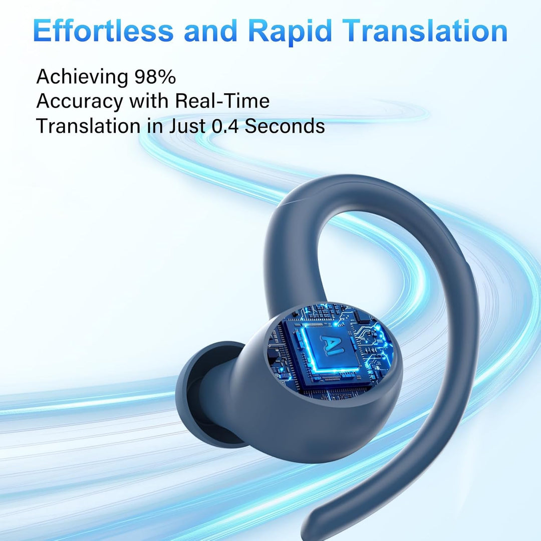 AI Kopfhörer Übersetzer, 3-in-1 Sprachübersetzer Ohrhörer 164 Sprachen mit App, 7 Übersetzungsmodi E