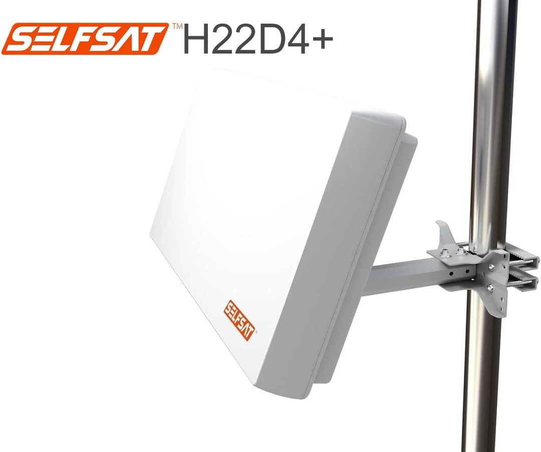 Selfsat H22D4+ 4 TV Teilnehmer SAT Flachantenne Flat + Profi Fensterdurchführung + Kabel Full HD 4K