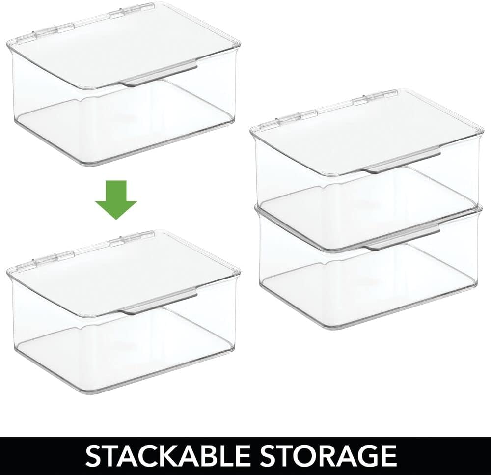 mDesign 2er-Set Küchen Organizer mit Deckel – Vorratsdosen für Küchenregal und Vorratskammer – stape
