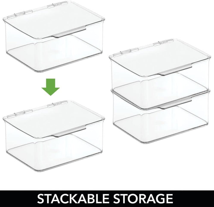mDesign 2er-Set Küchen Organizer mit Deckel – Vorratsdosen für Küchenregal und Vorratskammer – stape
