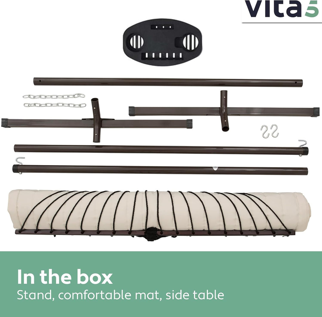 VITA5 Hängematte mit Gestell und Beistelltisch - Hängematte Outdoor für den Garten, Pool & Balkon -