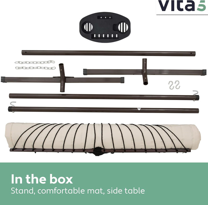 VITA5 Hängematte mit Gestell und Beistelltisch - Hängematte Outdoor für den Garten, Pool & Balkon -